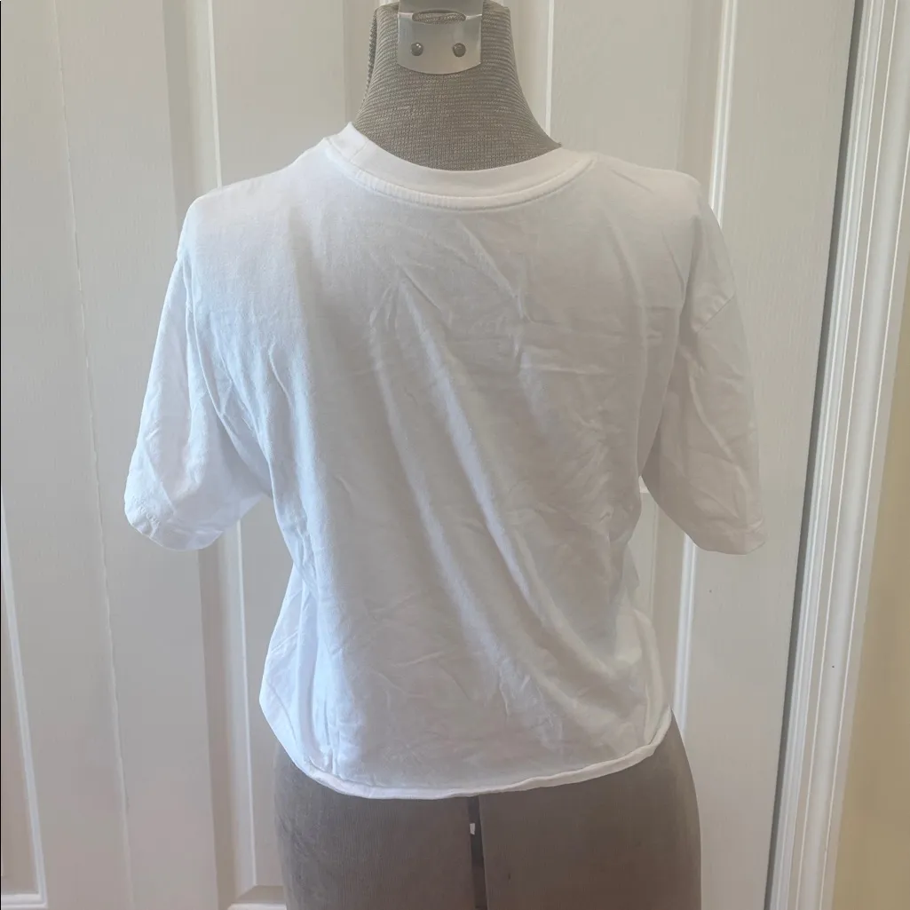 Organic Collection White Graphic Floral Design cropped T shirt - Image 6