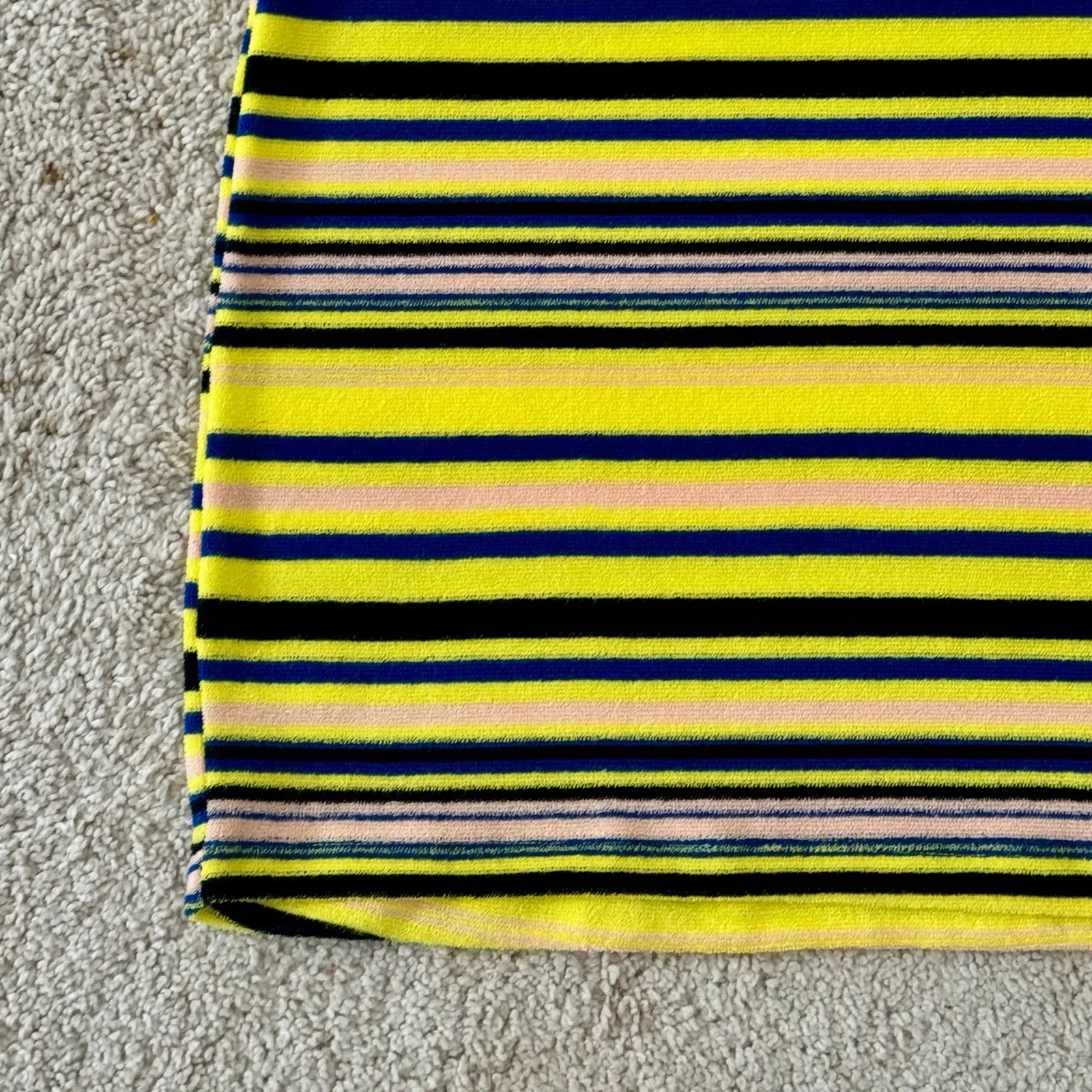Y2K adidas Originals Striped Polo Towel Terry Dress Yellow Blue JC5329 Small - Image 7