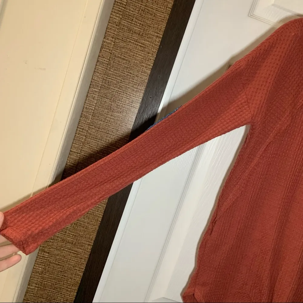 Twenty Second  Orange Waffle Knit Elbow Patch Top S - Image 7