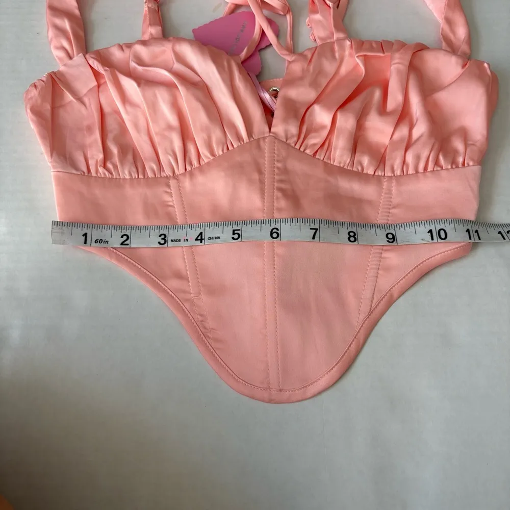 NWT  Sugar Thrillz Peach Satin Corset Top size xxs - Image 11