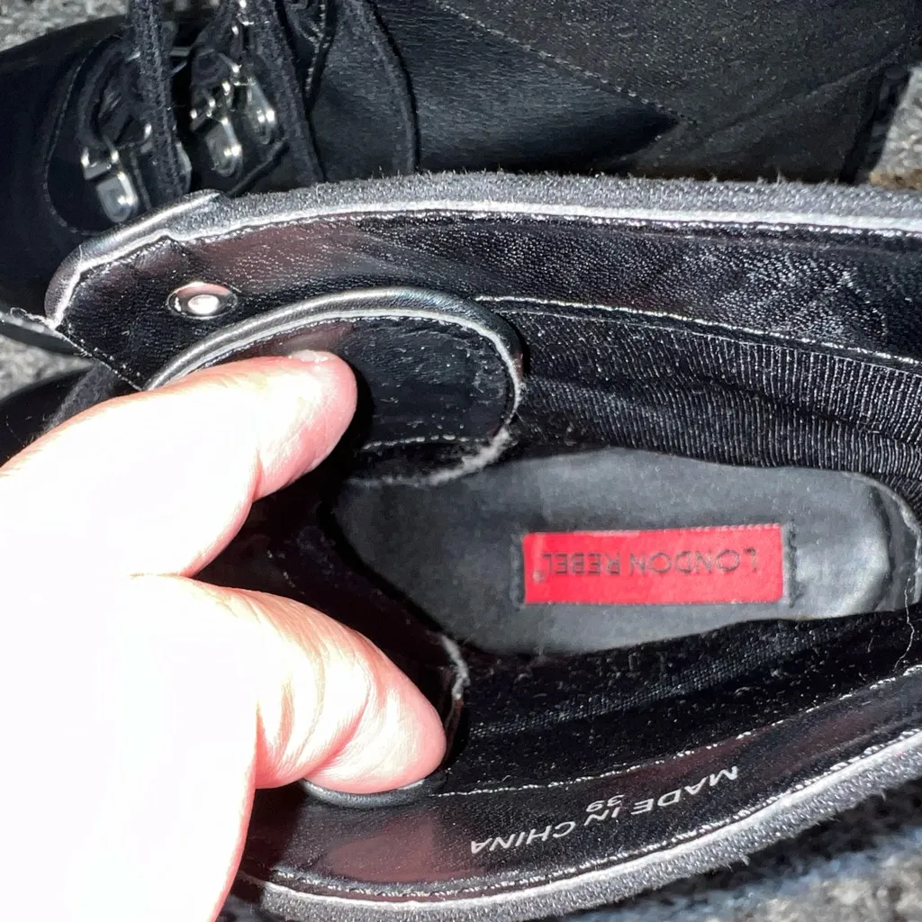 London Rebel ASOS Black Combat Lace Up Boots‎ Vegan Leather Size 8 - Image 8