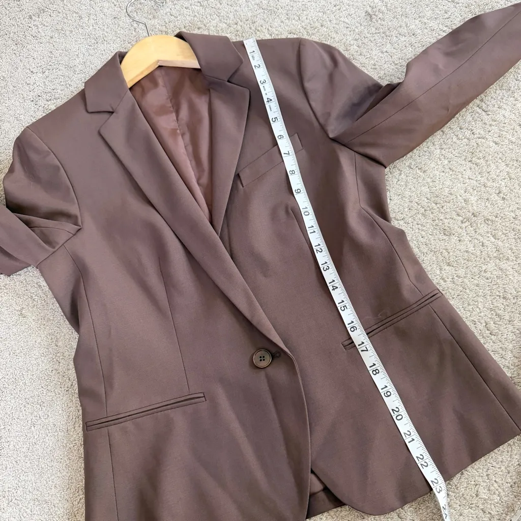 Theory Womens Wool Blend Casse Tailor Blazer Jacket Single Button Office Brown 8 - Image 11