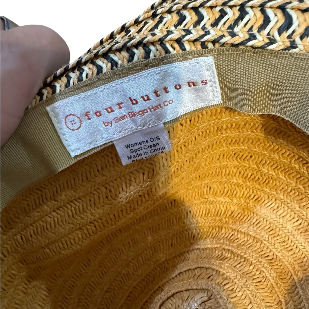 four buttons san diego‎ hat company Straw Har Excellent Condition Tan - Image 4