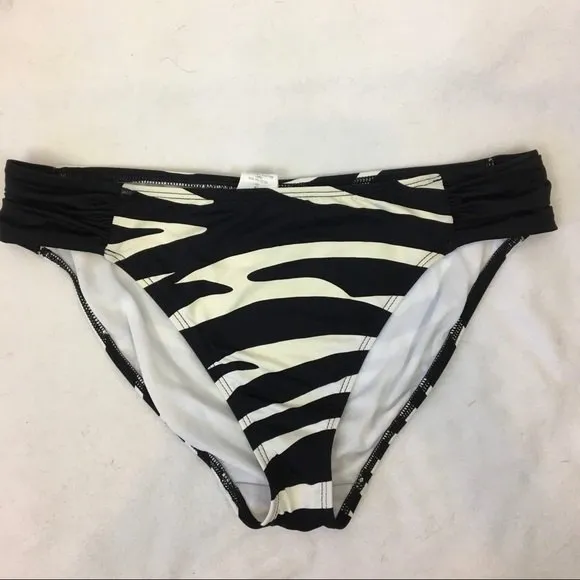 Ralph Lauren Black & White Print Bikini Swim Full Cover Bathingsuit Bottoms 10 - Image 3