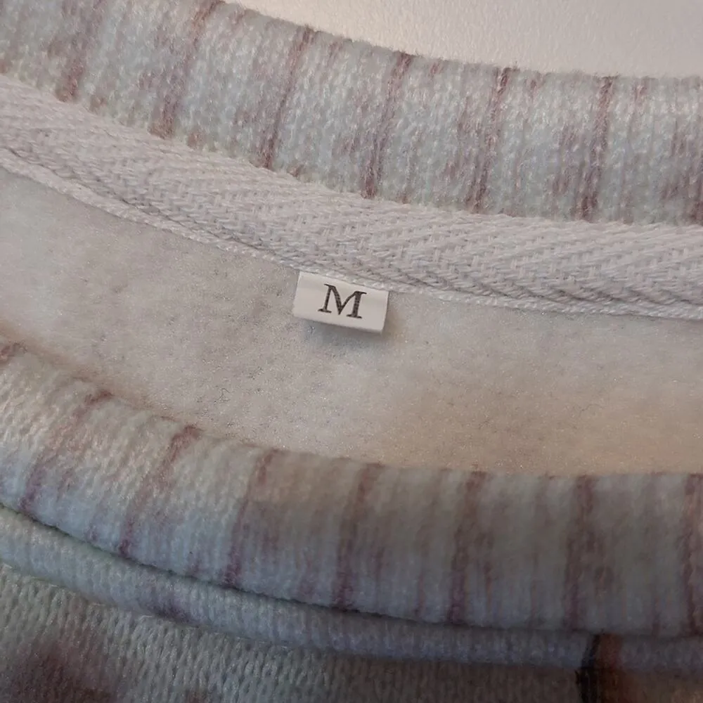 Knit Winter Cow Lover Beaded Yarn Animal Long Sleeve Pullover Crew Neck Sweater White Size M - Image 6