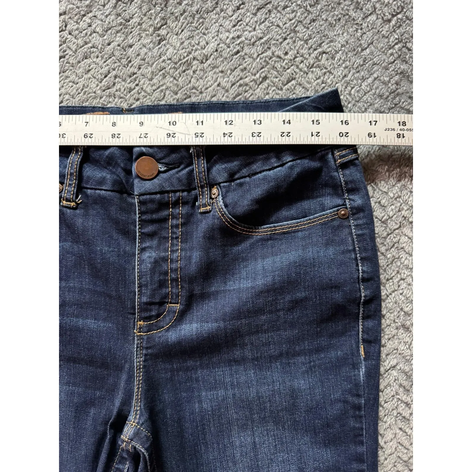 Seven7‎ TummyLess High Rise Skinny Jeans Dark Wash Denim Size 8 - Image 8