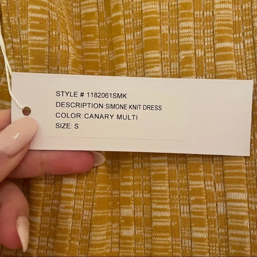 NWT! Ronny Kobo Simone Snowy Marble Knit Maxi Dress Canary Yellow - Image 9