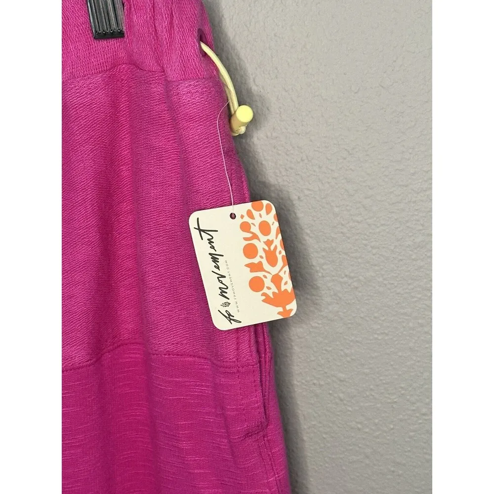 Free People Size M Pink Lounge Pants Raw Edge Cinch Waist - New - Image 3