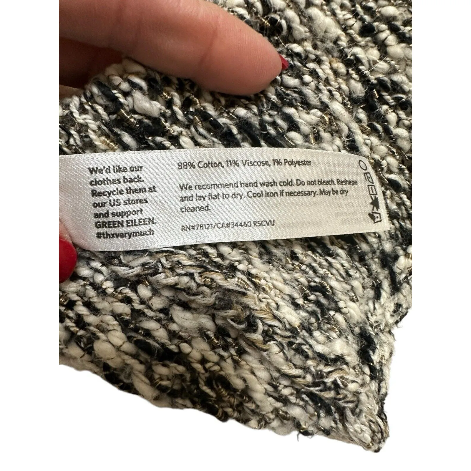 Eileen Fisher Size XL‎ Brown Black White Marled 3/4 Bell Sleeve Sweater #W13-3 - Image 6