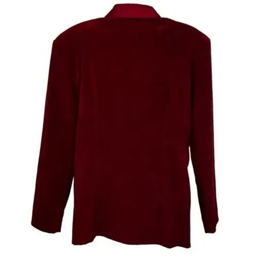 LORI WEIDNER Evening Vintage Dark Wine Satin/Goldtone Hardware Trim Jacket Sz 14 Red - Image 8