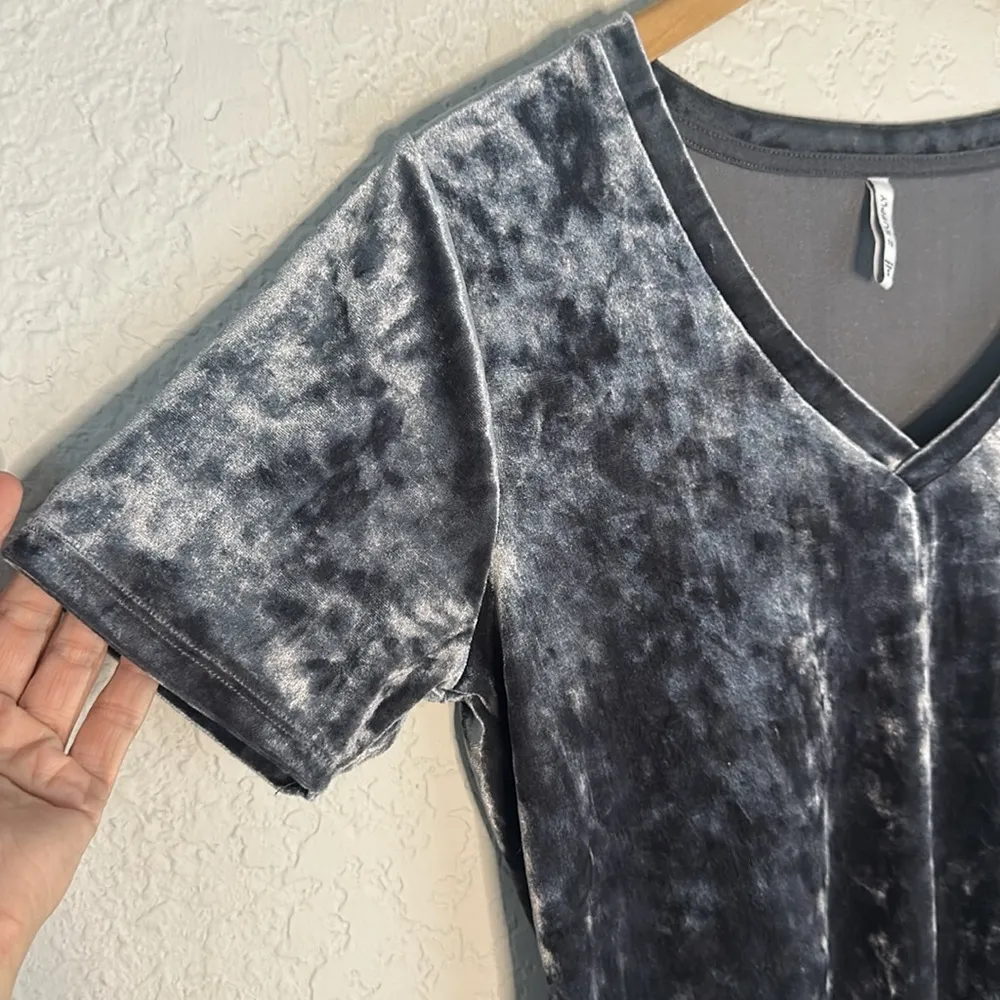 Z Supply Crushed Velvet Top Silver Grey Boutique Boho Indie Preppy Chic Small - Image 4