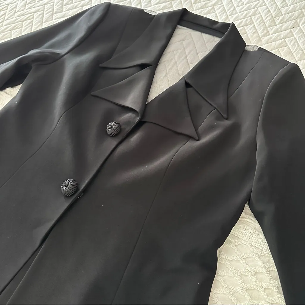Anage Evenings Black Longline Blazer Jacket Formal Evening Coat Size 12 - Image 9