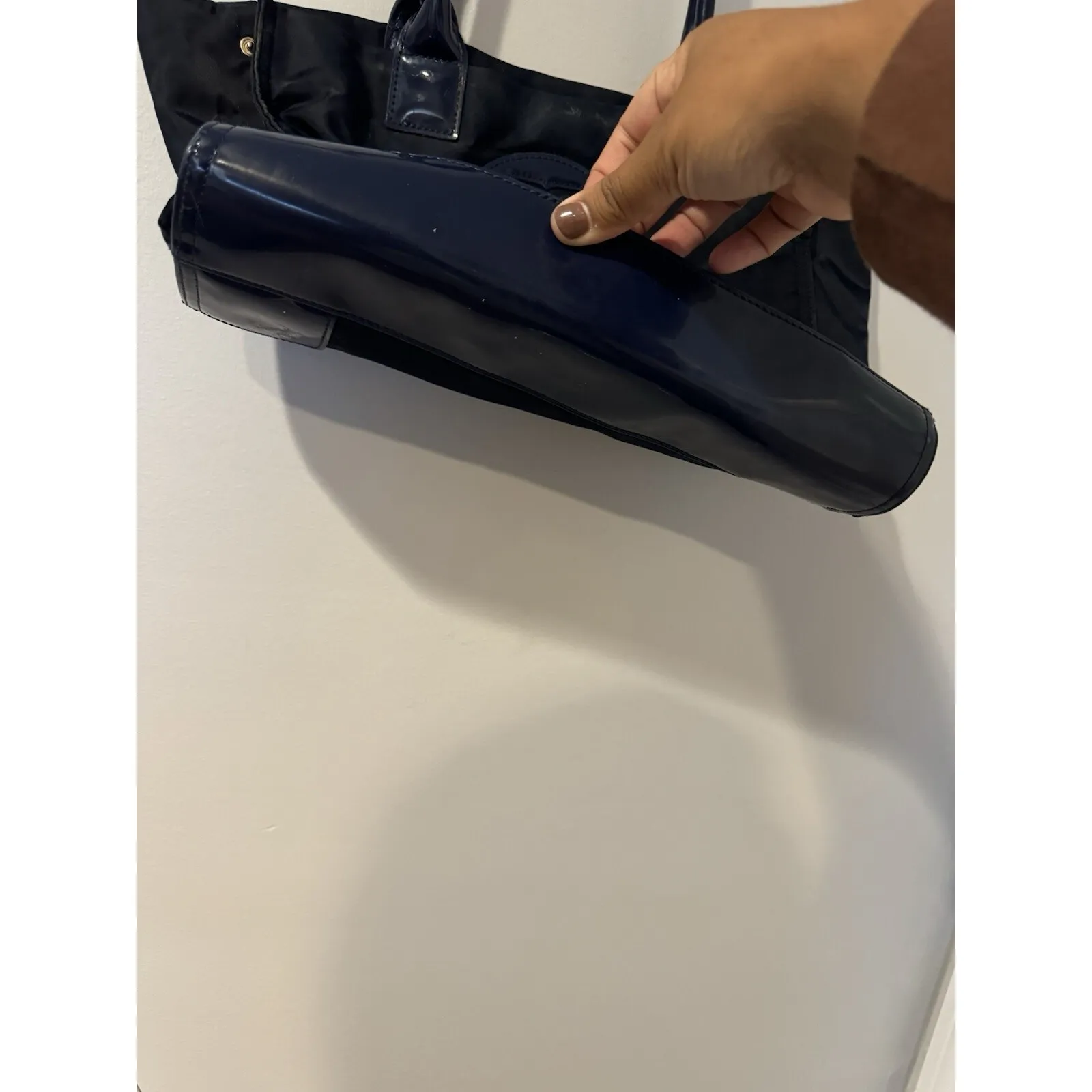 Tory Burch‎ Tote Bag Navy Nylon Patent Small Purse See Photos - Image 3