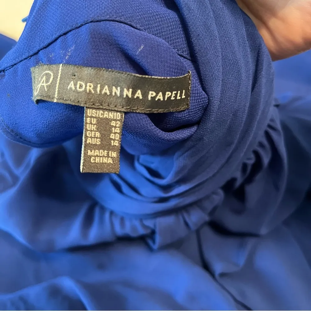 Adrianna Papell Womens SZ 10 Iris Blue Solid Disco Dress Long Sleeve Chiffon NEW - Image 4