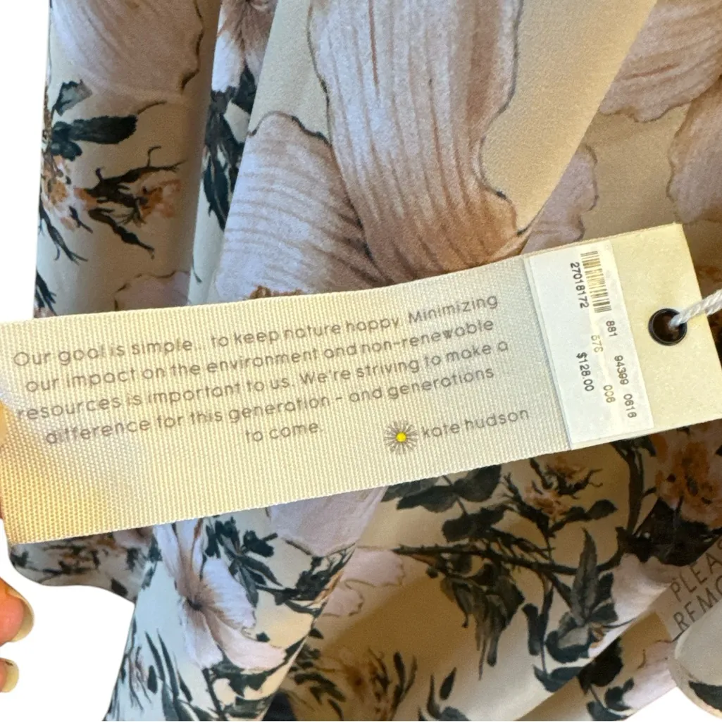 Happy x Nature Smocked Floral Boho Knee Length‎ Dress By Kate Hudson Small NWT Pink - Image 6