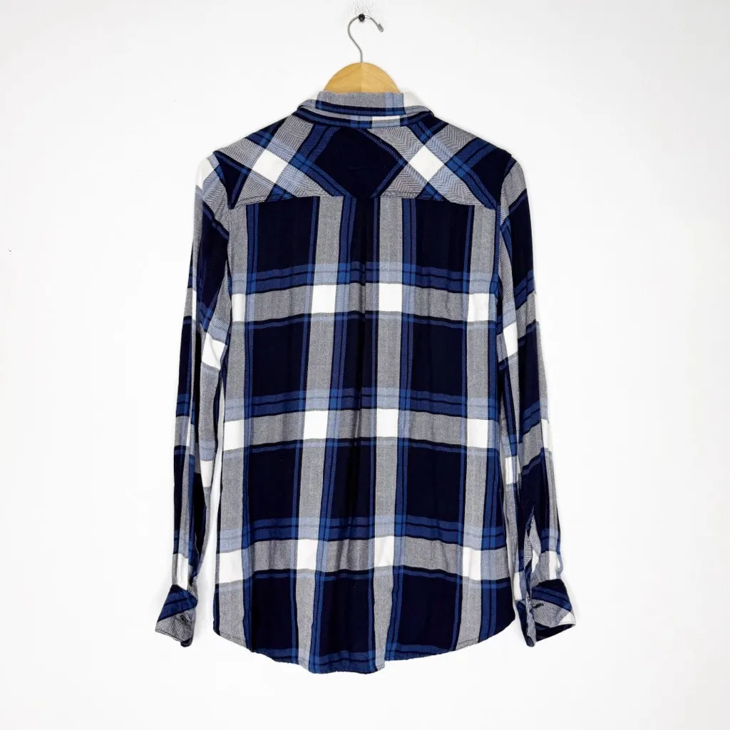 Rails Hunter Navy Sky Plaid Button Down Shirt Women’s Medium Revolve - Image 2