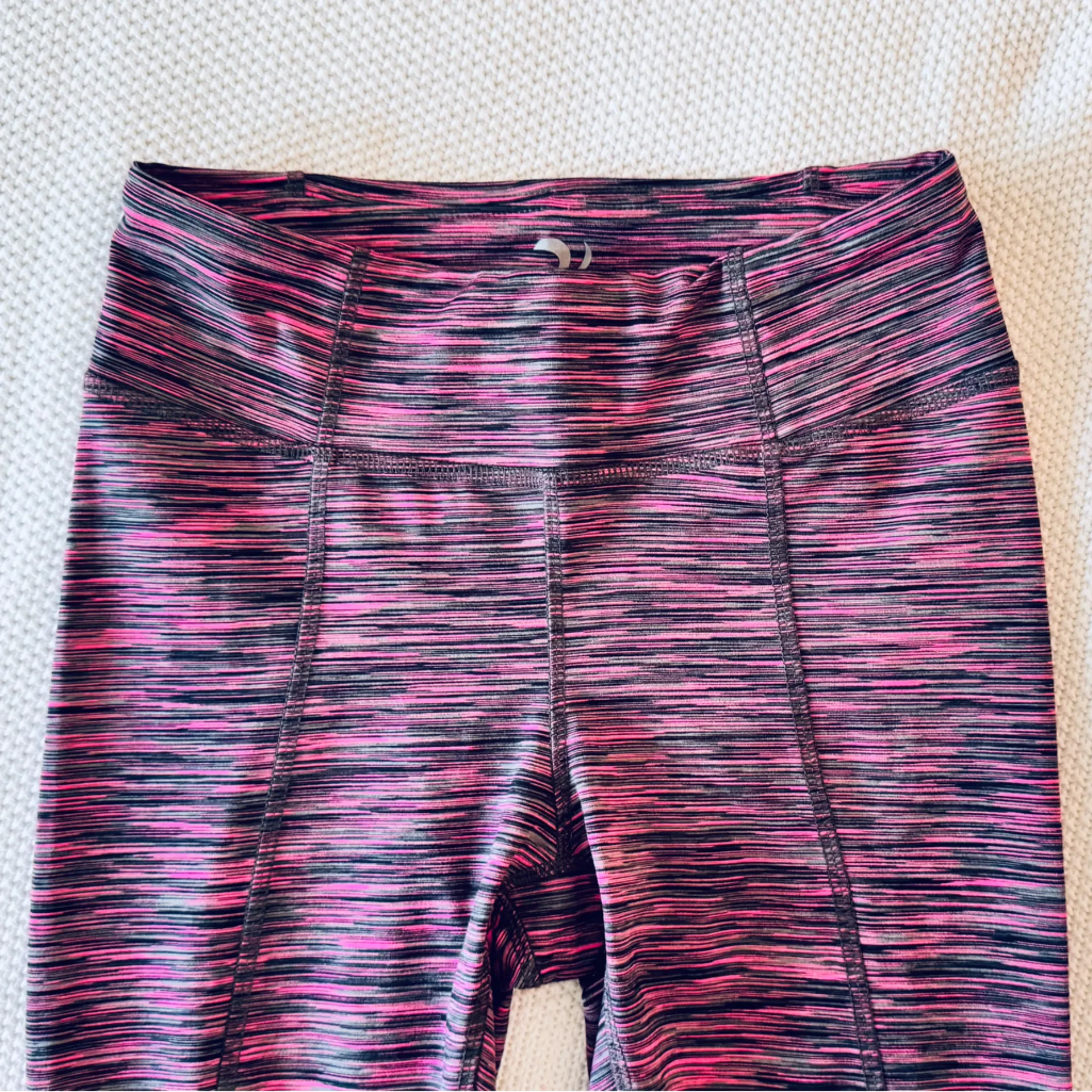 KOS USA Pink & Black Women's Leggings w Mesh Cut - Image 6