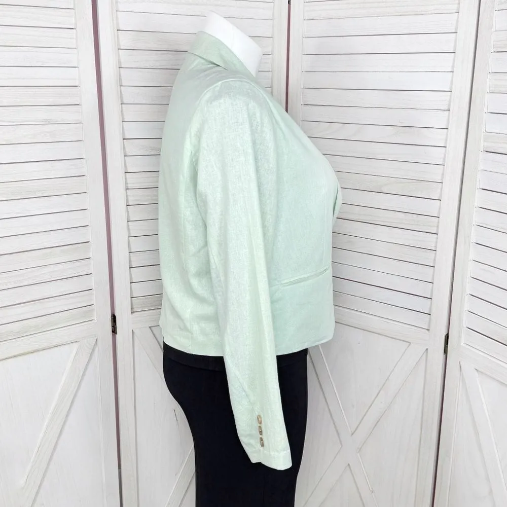 Cato Linen Double Breasted Crop Blazer‎ Mint Green Large - Image 3