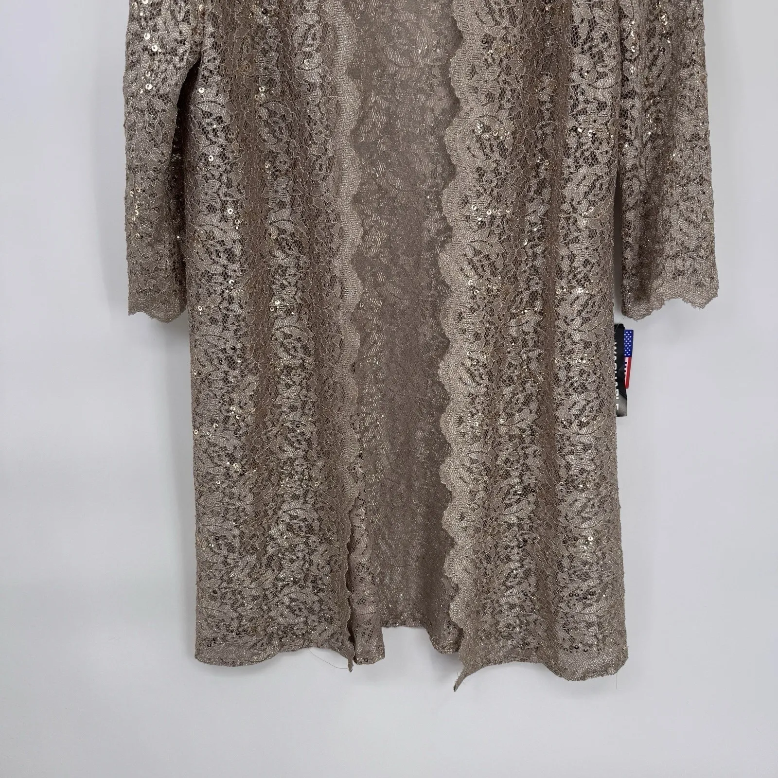 Vintage R&M Richards Cardigan Womens 10 Gold Lace Sequin Festive NEW - Image 3