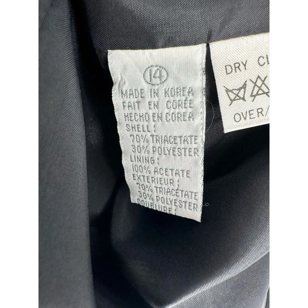 Vtg Liz Claiborne Collection Black‎ Double Breasted Blazer Shoulder Pads Size 14 - Image 5