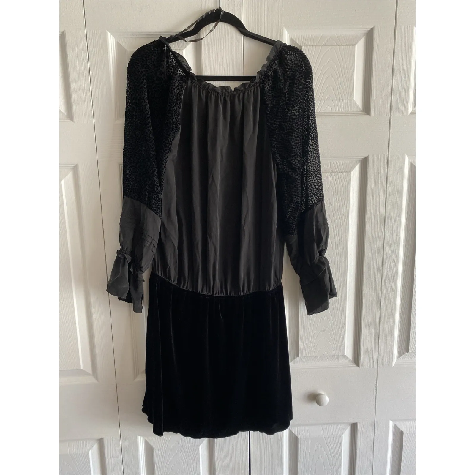 Hale Bob Womens Medium Black Silk Velour Velvet Burnout Dress Cheetah Whimsigoth - Image 6