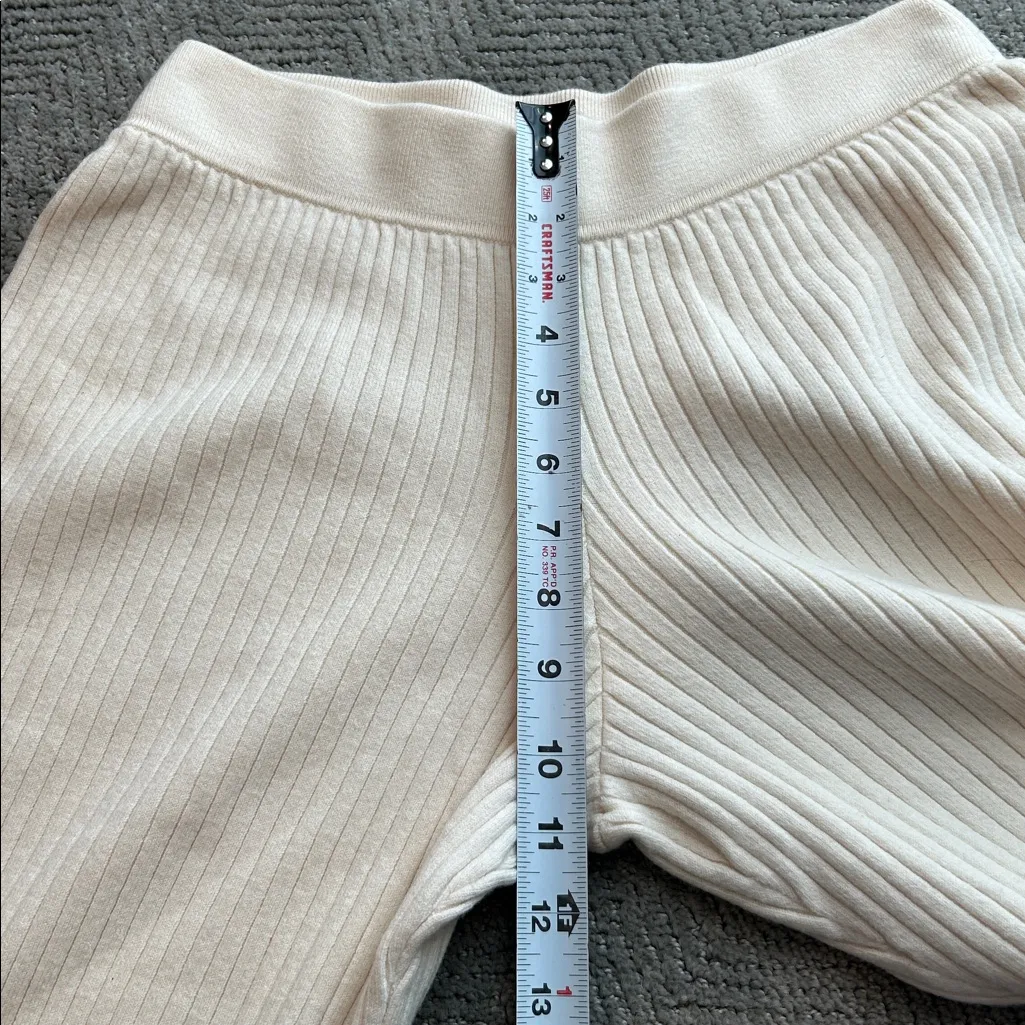 Theory Gosha Lounge Stretch Knit Wide Leg Pants Size Large Cream EUC - Image 8