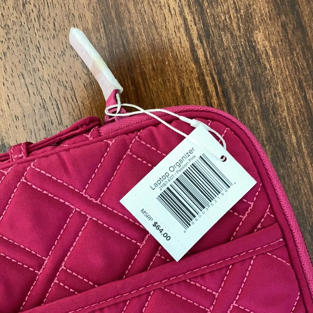 NEW Vera Bradley Laptop Organizer Case Slip Holder Passion Pink Office NWT - Image 3