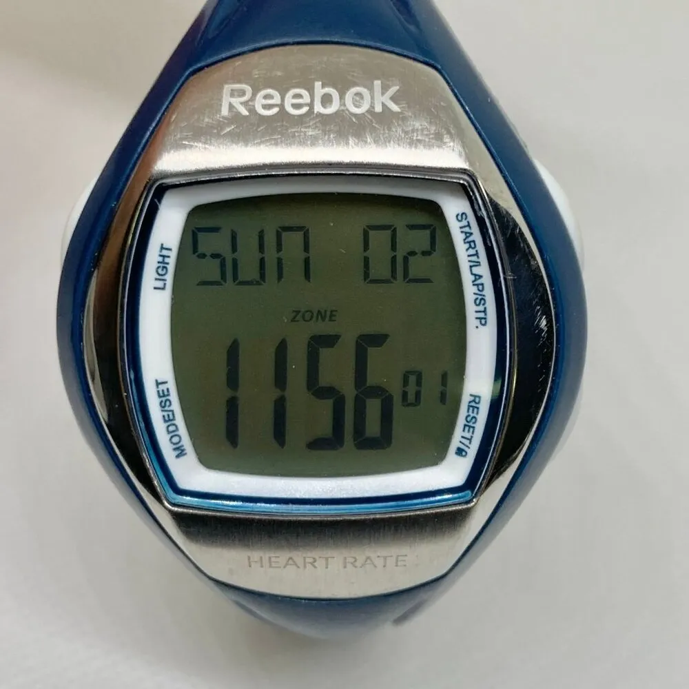 Reebok 50MWR Digital Watch heart rate Stopwatch Blue Buckle Band 37mm running - Image 3
