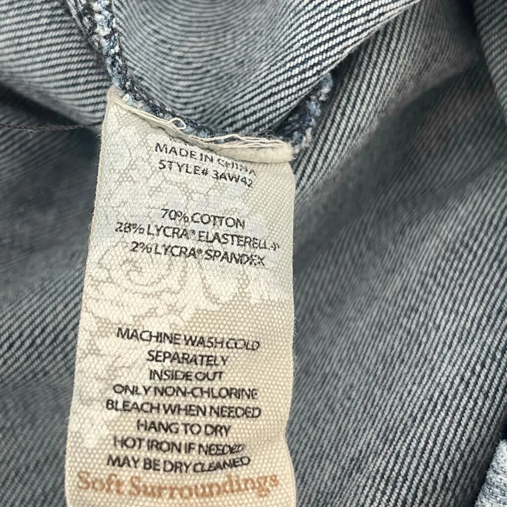 SOFT SURROUNDINGS Jean Pull On Pants Size Petite Small Stretch Denim Blue #3AW42 - Image 13