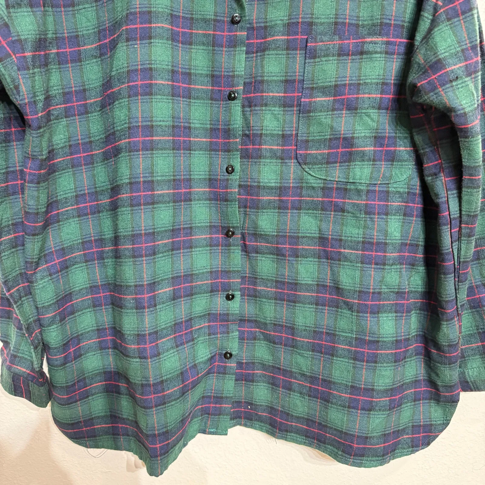 Umgee Green Plaid Embroidered Flannel Button Down Sz S - Image 4