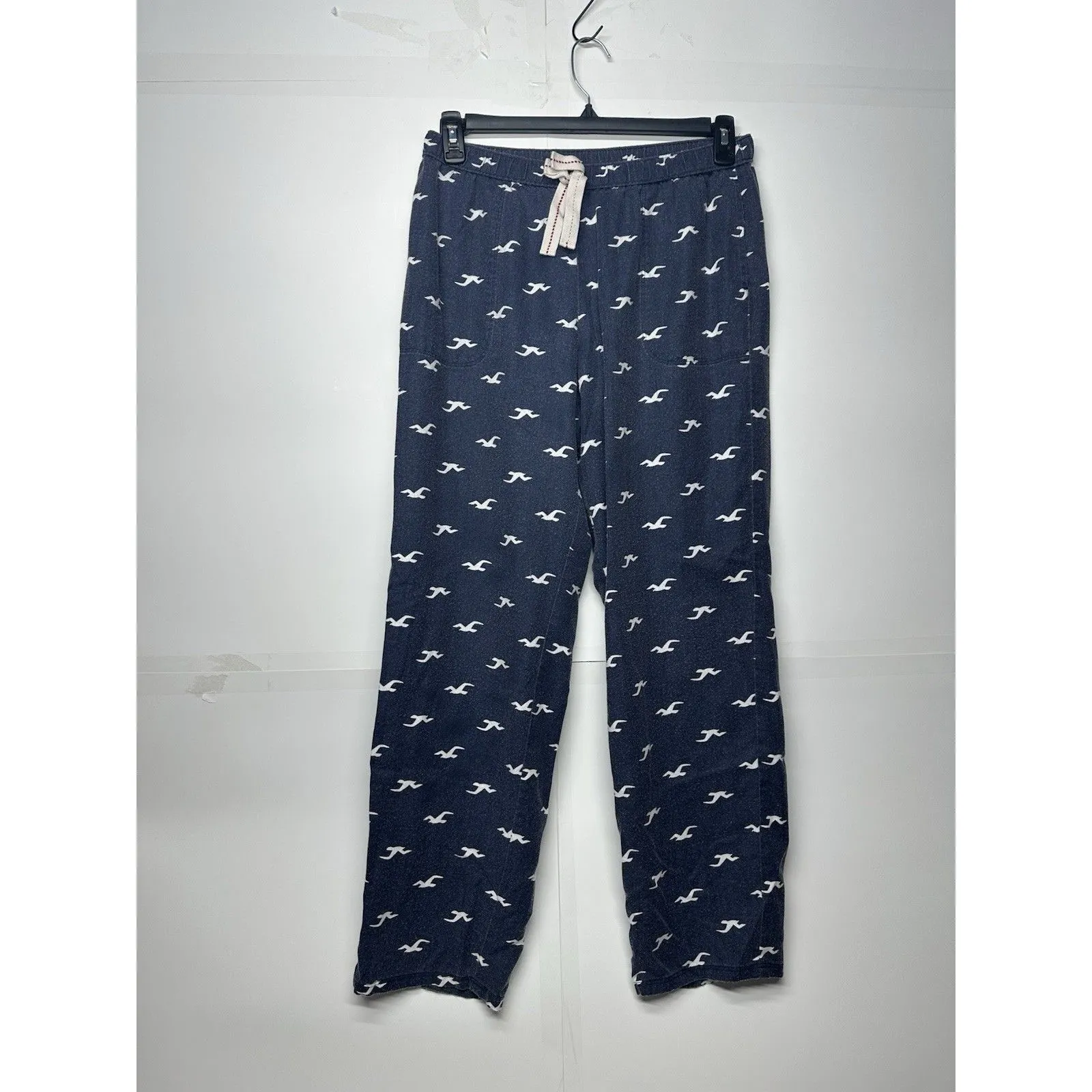 Hollister Women’s Pajama Set Size M – Gray Long Sleeve Shirt & Navy Logo  Pants - Image 7