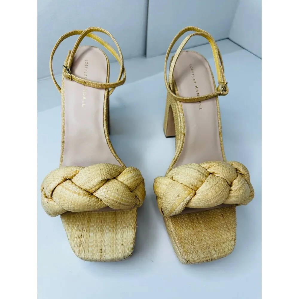Loeffler Randall Fae Natural Raffia Platform Heel Sandals Sz 11 Woven Espadrille - Image 8