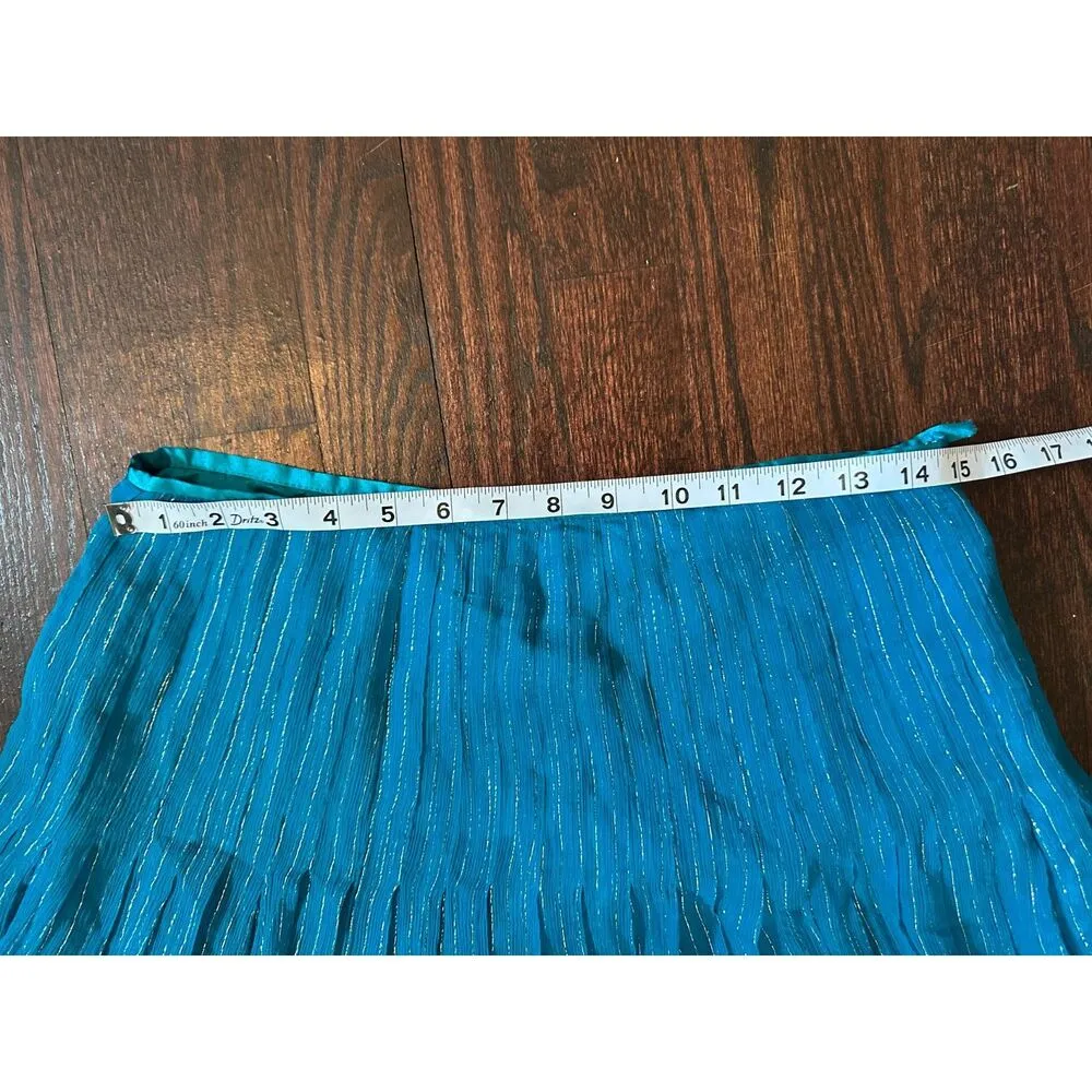 Vintage Spenser Jeremy 100% Silk Blue Sparkly Fairy Midi Skirt Size 6 - Image 6