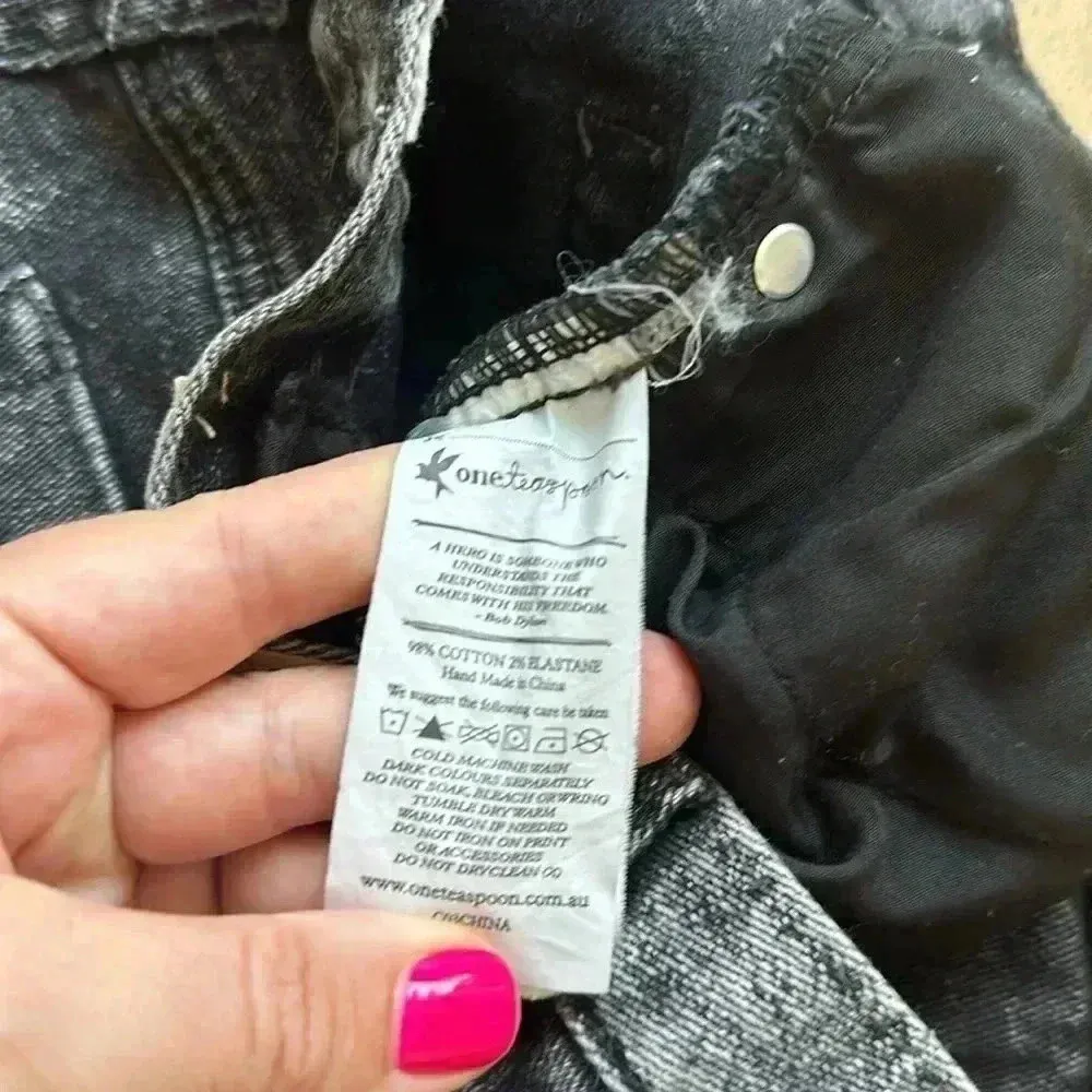 One Teaspoon Runaways Destroyed Distressed Super Skinny Jeans Low Waist Sz 25 - Image 7