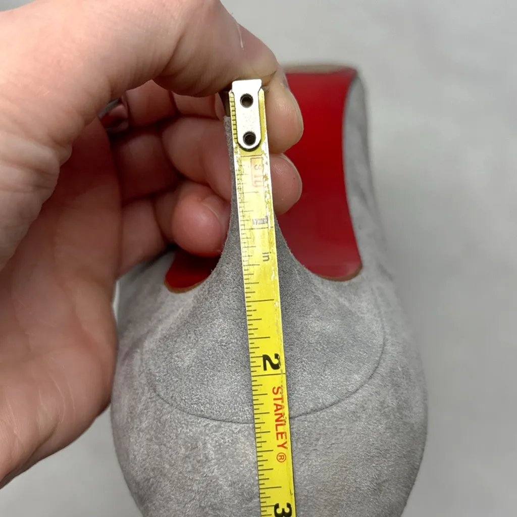 Christian Louboutin Kate 55 Suede Pointed Toe Kitten Heel Pump Classic Gray 36.5 - Image 14