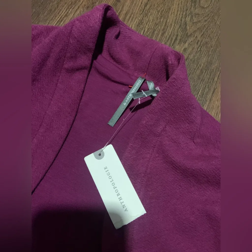 NWT Anthropolgie purple cropped Bolero jacket sweater casual fall classic knit - Image 4