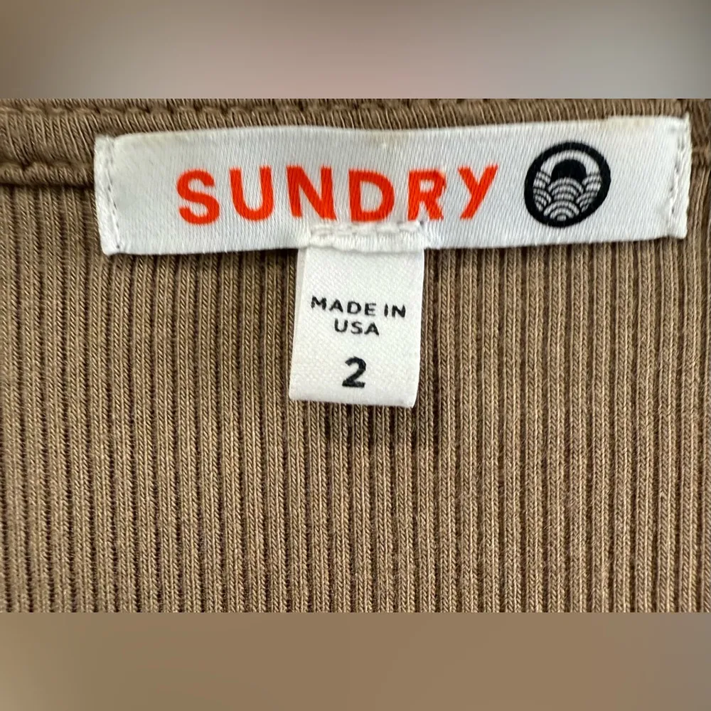 Anthropologie Sundry Mixed Media Top Long Sleeve Bell Sleeve Shirt Sz 2 / Medium - Image 4