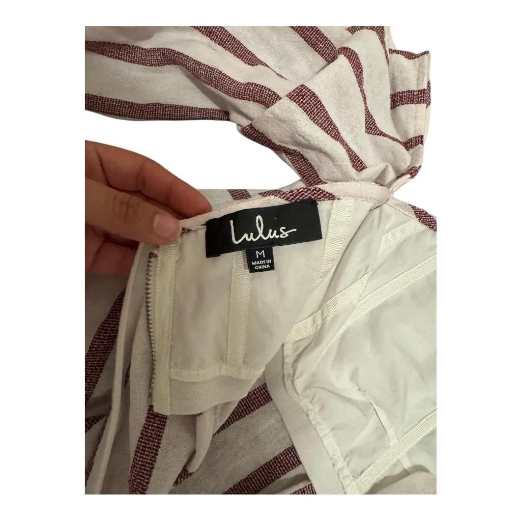 Lulus Someone Special Red and White Striped Off-the-Shoulder Top Size Medium - Image 10