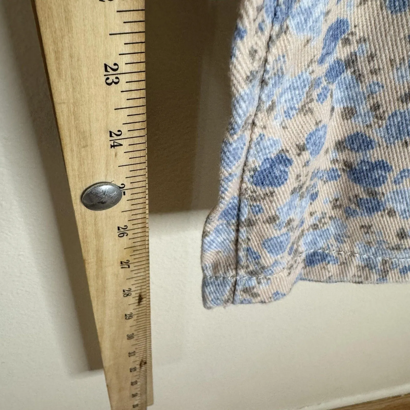 POL everyday edge pants Blue Floral Corduroy Wide Leg Distressed Elastic Waist S - Image 8