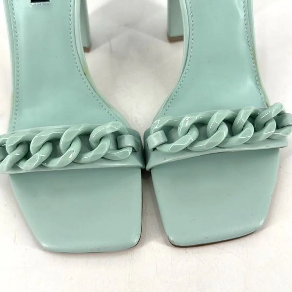 NWOT Nine West Womens Mindful Chain Square‎ Toe Heeled Sandals Mint Green Size 8 - Image 8