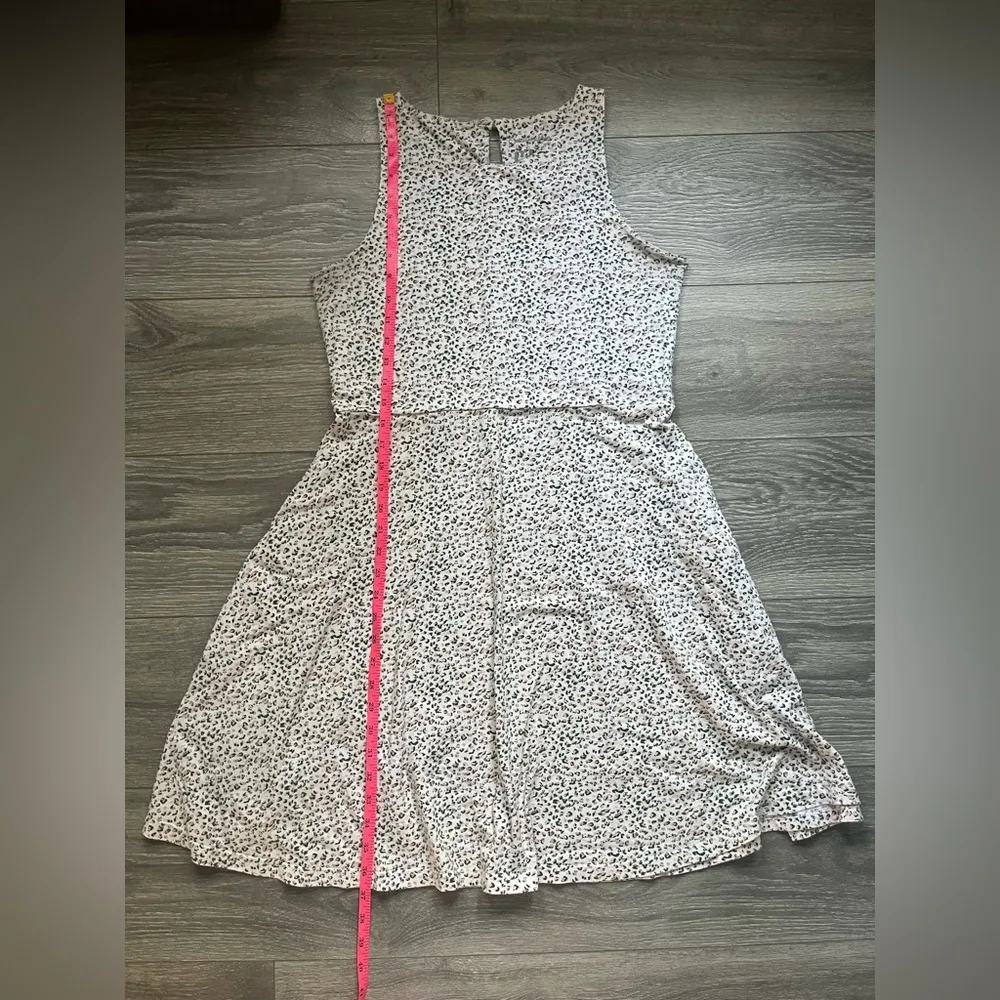 Pact White Pink Green Floral Sleeveless Knee Length Skater Dress Size L Spring - Image 5