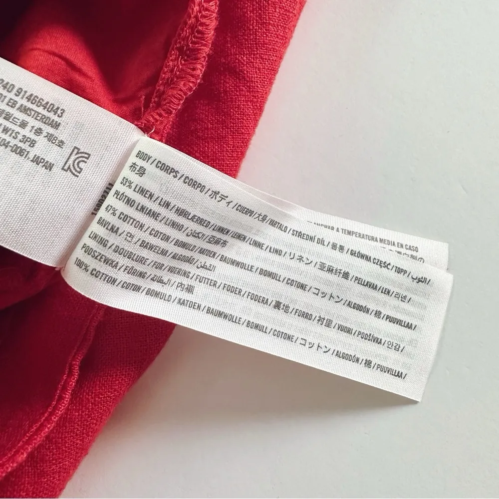 Abercrombie & Fitch Women’s High-Neck Linen Blend Mini Red Dress - Image 7