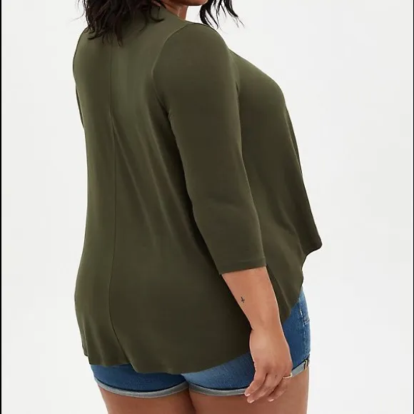 TORRID SUPER SOFT OLIVE OPEN FRONT FIT & FLARE CARDIGAN - Image 5