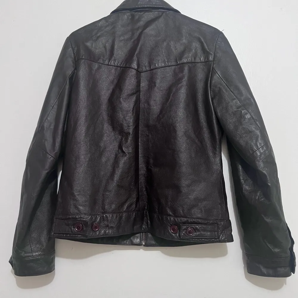 Vintage Santa Fe Leather Brown Full zip Bomber Jacket Lg Moto - Image 8