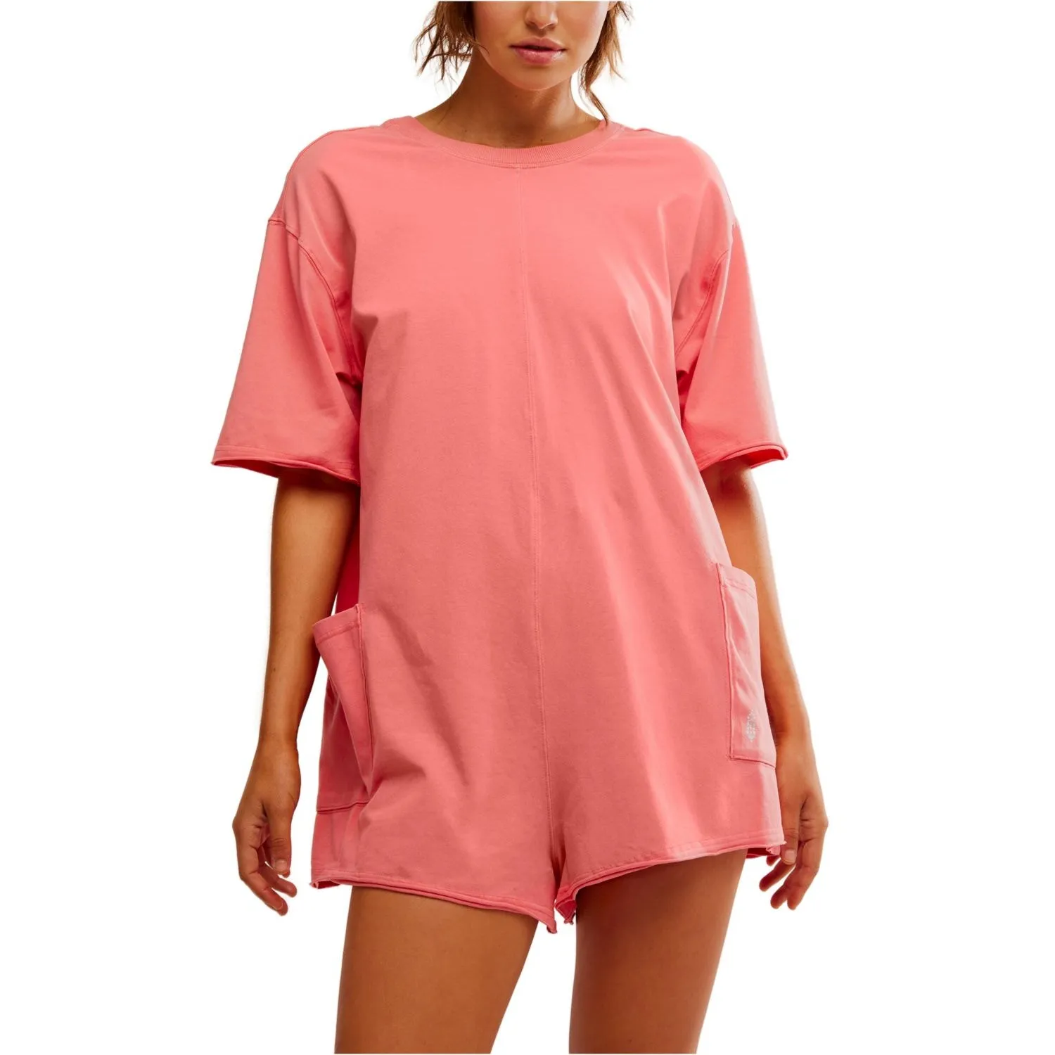 Free People Movement NWT Neon Coral Oversized Shapeless Hot Shot Tee Romper XS - Image 10