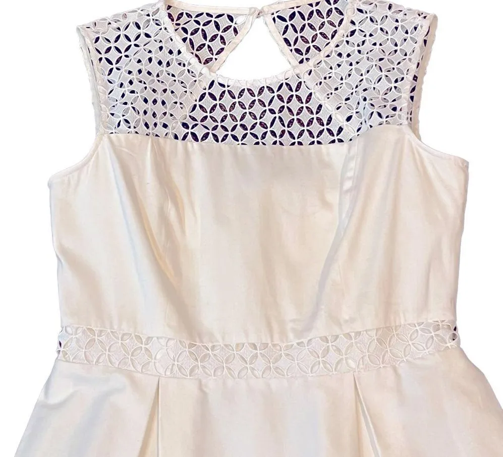 CALVIN KLEIN white dress crisp cotton size 8 sleeveless zipper back. - Image 4