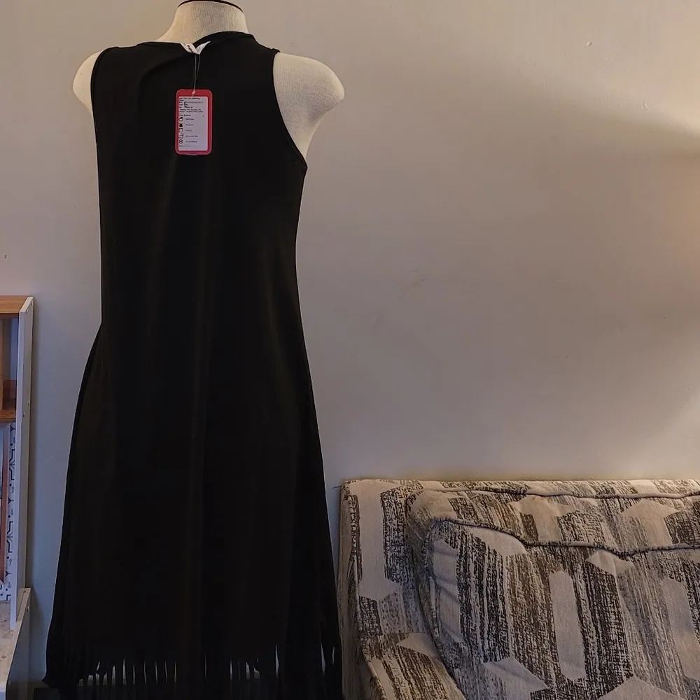 NWT! Pat Pat Black Good Vibes Tassle Hem Graphic Tank Dress M Size M - Image 9