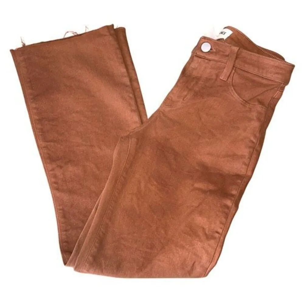 L'Agence  Womens Kendra‎ Coated Cropped Flare Flat Front Raw Hem Jeans Pants Java - Image 13