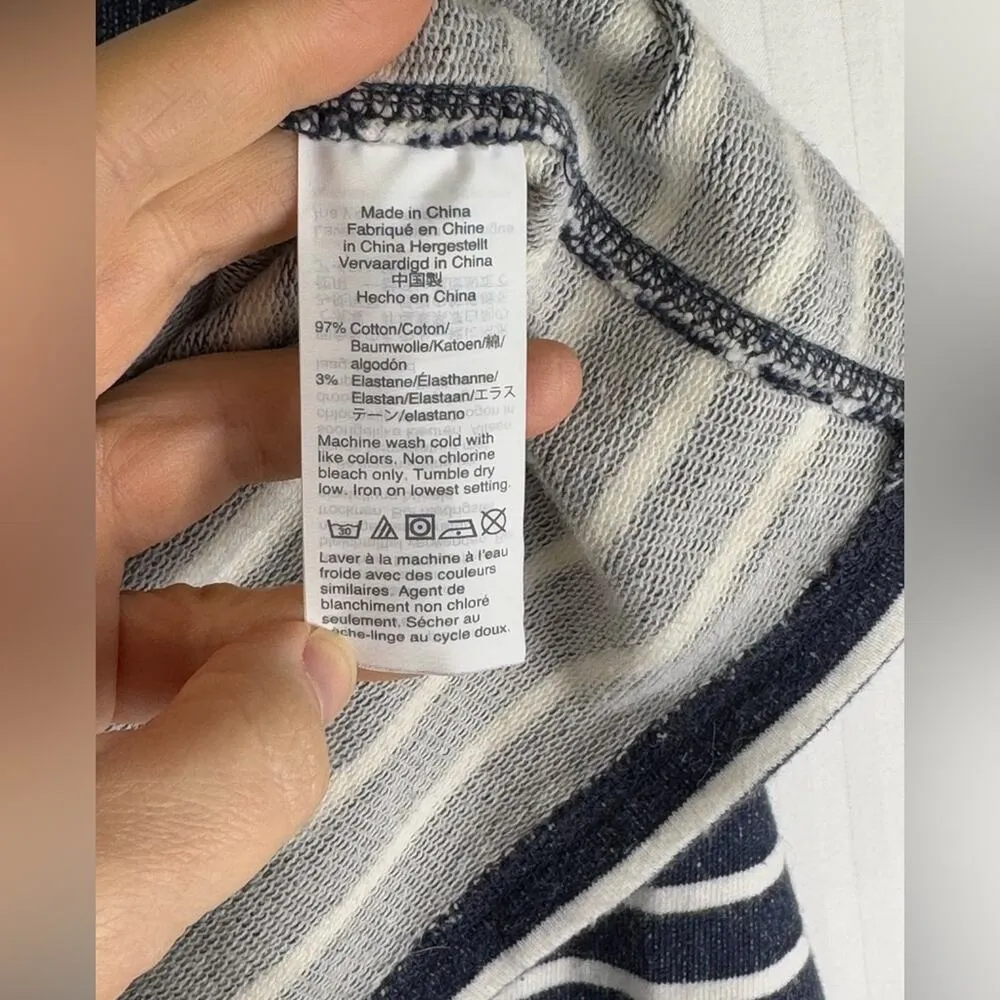 Mile(s) By Madewell Navy Blue & White Striped Pullover Sweatshirt Size Medium - Image 5