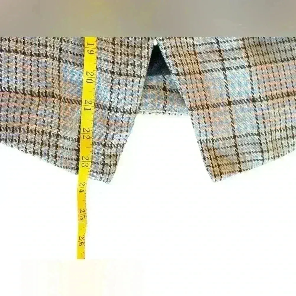 Free People Chess Linen Gray Blue Blazer XS Extra Small 1 Button Preppy Office - Image 9